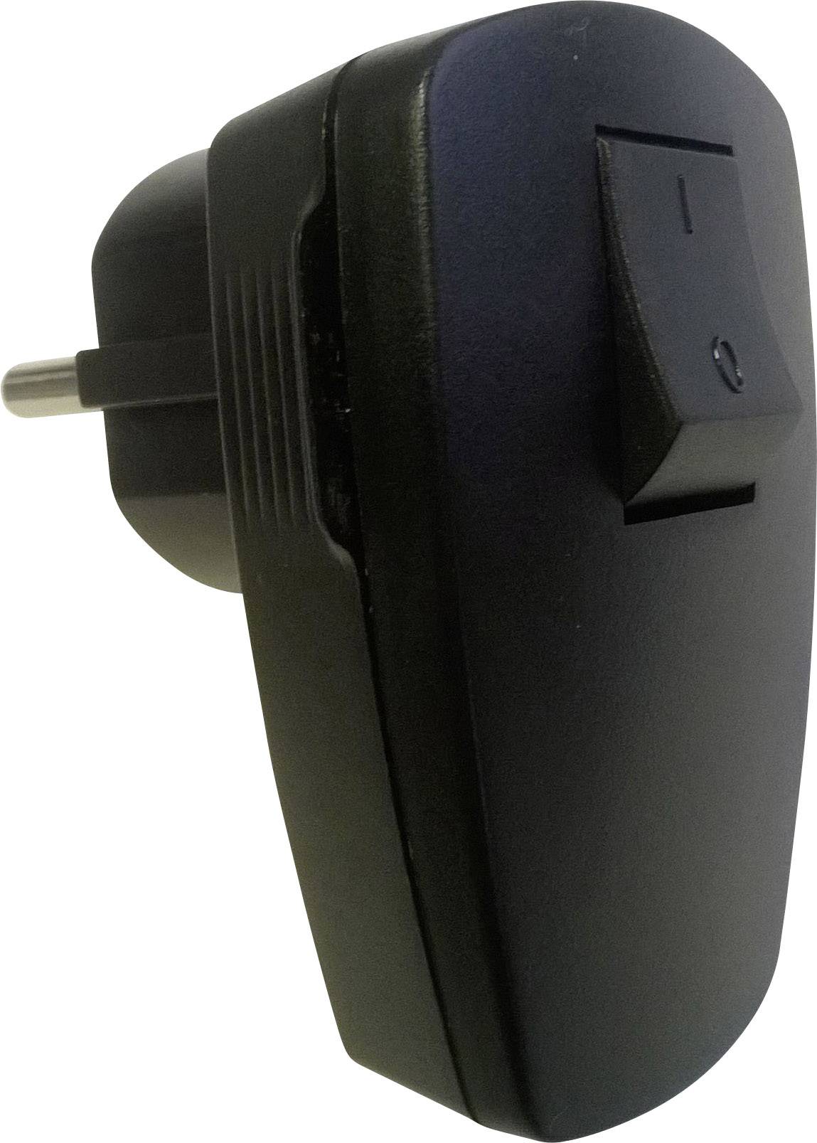 Fiche coudée à contact de protection GAO 170405009 avec interrupteur plastique 230 V noir IP20