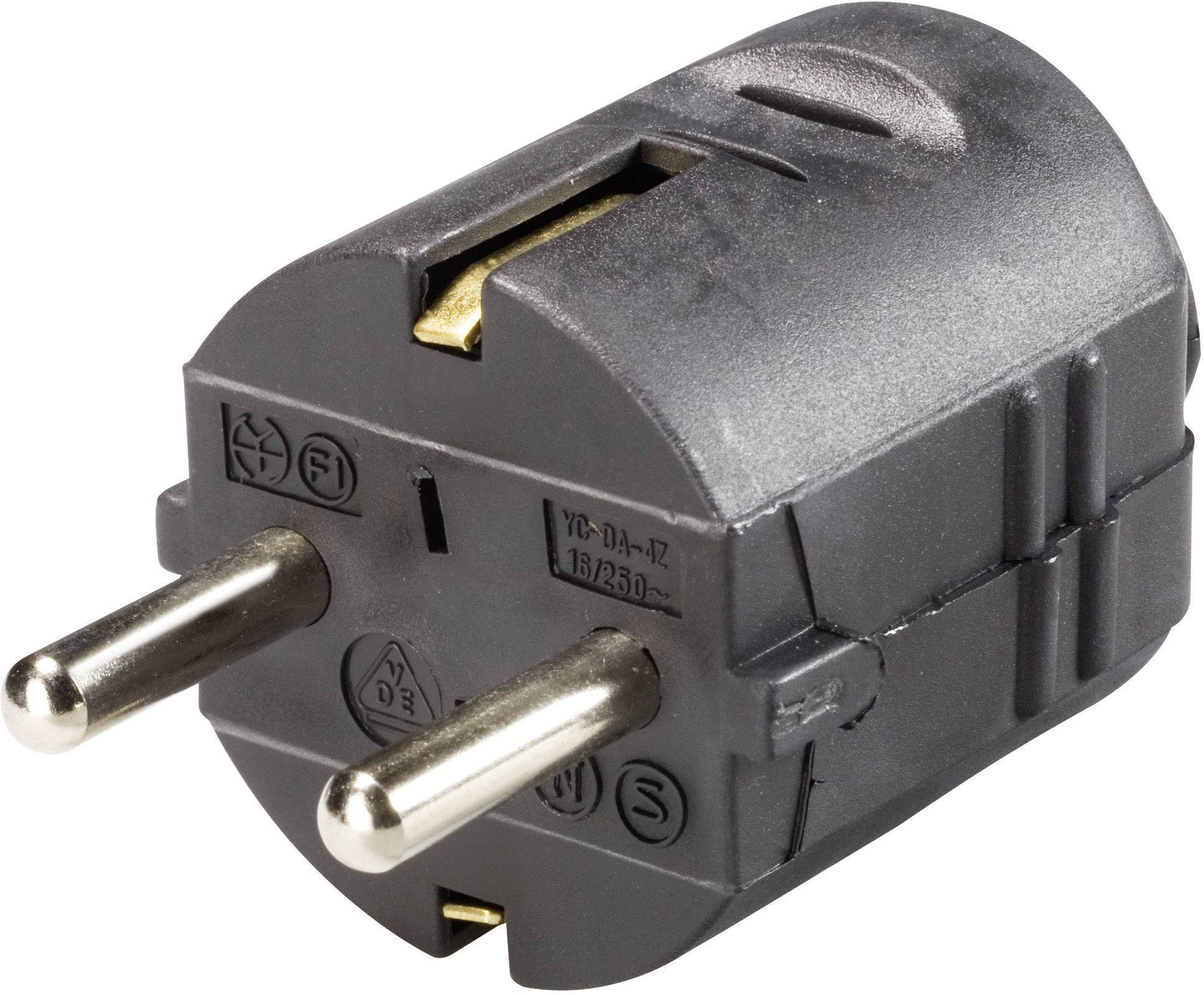 Fiche électrique mâle avec terre GAO 611832 plastique 230 V noir IP20