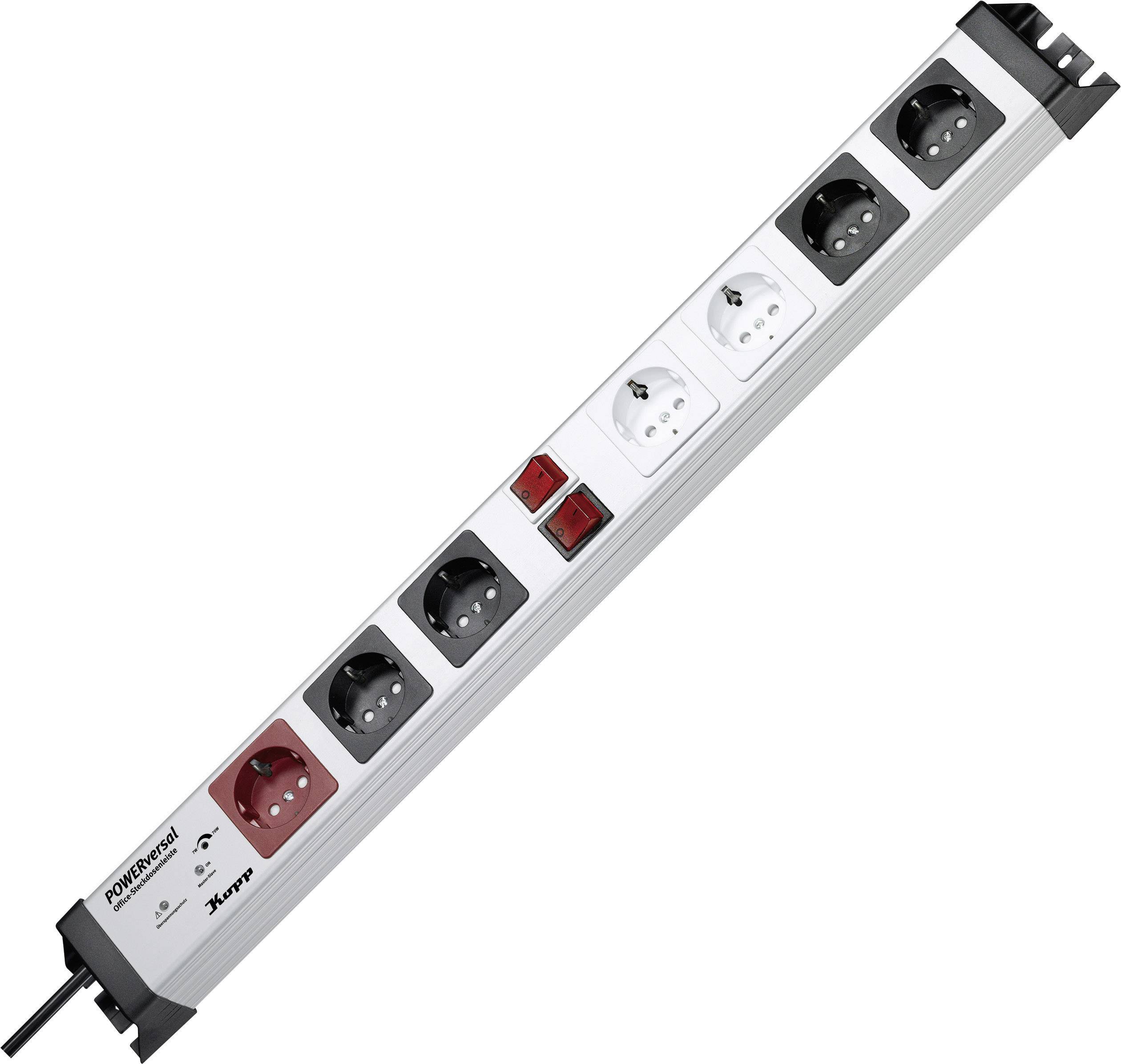 Multiprise maître/esclave Kopp 227620016 x7 argent, noir contact de protection 1 pc(s)