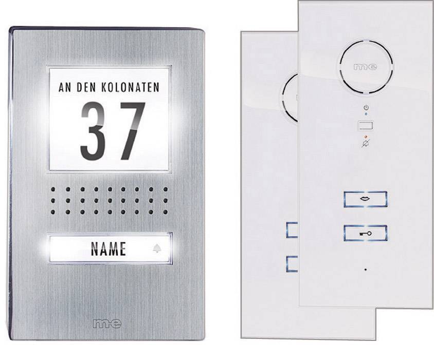 Set complet d'Interphone filaire 1 foyer m-e modern-electronics ADV 112 WW acier inoxydable, blanc