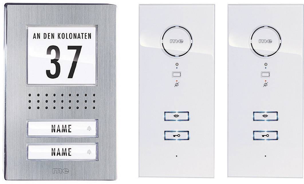 Set complet d'Interphone filaire 2 foyers m-e modern-electronics ADV 122 WW acier inoxydable, blanc