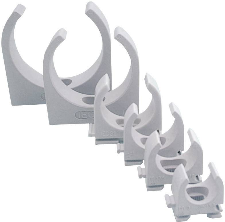 Plusieurs colliers de serrage en plastique gris, disposés en ligne dans un ordre décroissant de taille, adaptés à la fixation de tuyaux.