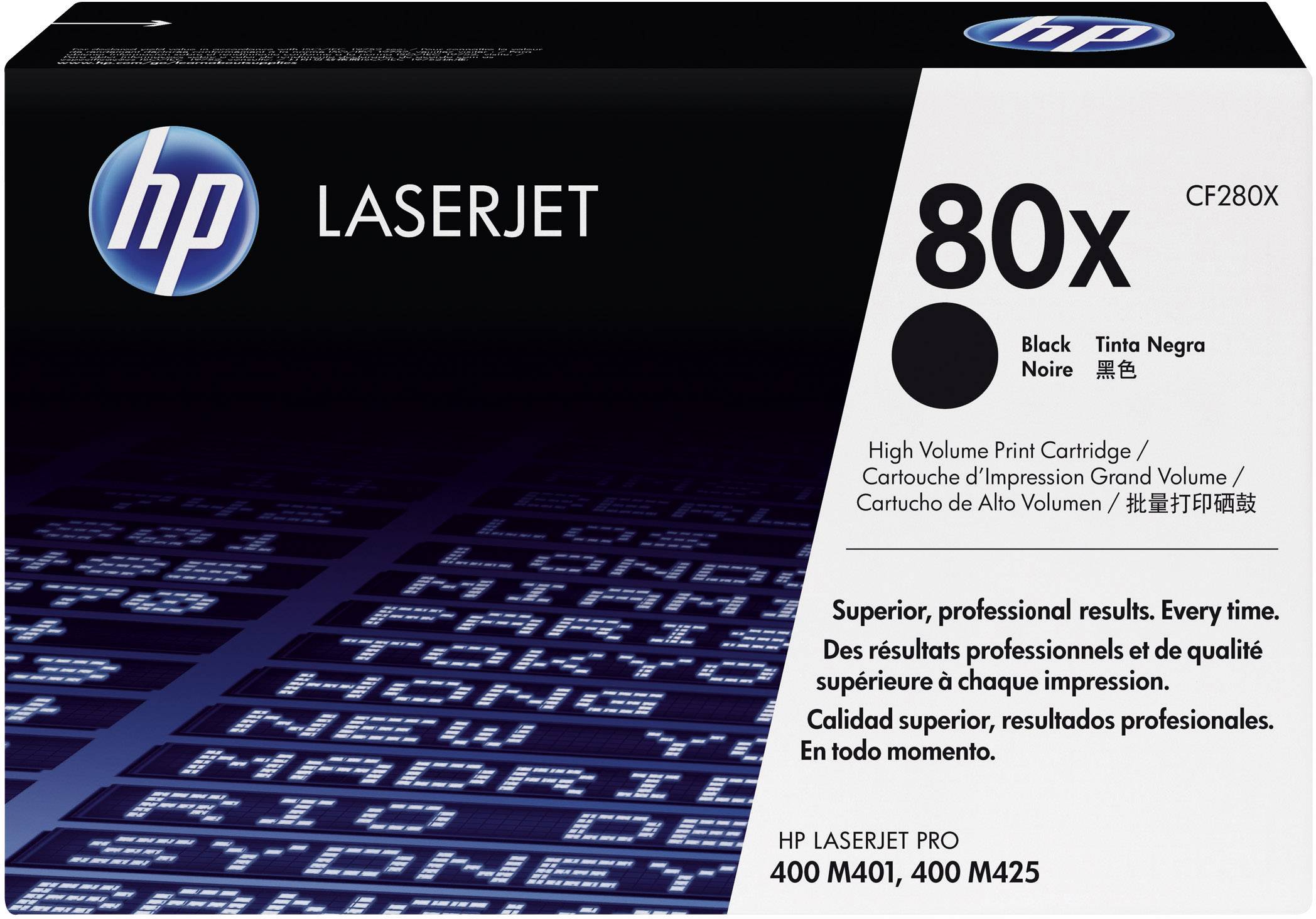 Cartouche d'encre HP LaserJet 80x, couleur noire, pour modèles 400 M401 et 400 M425. Offre des résultats d'impression professionnels de haute qualité.