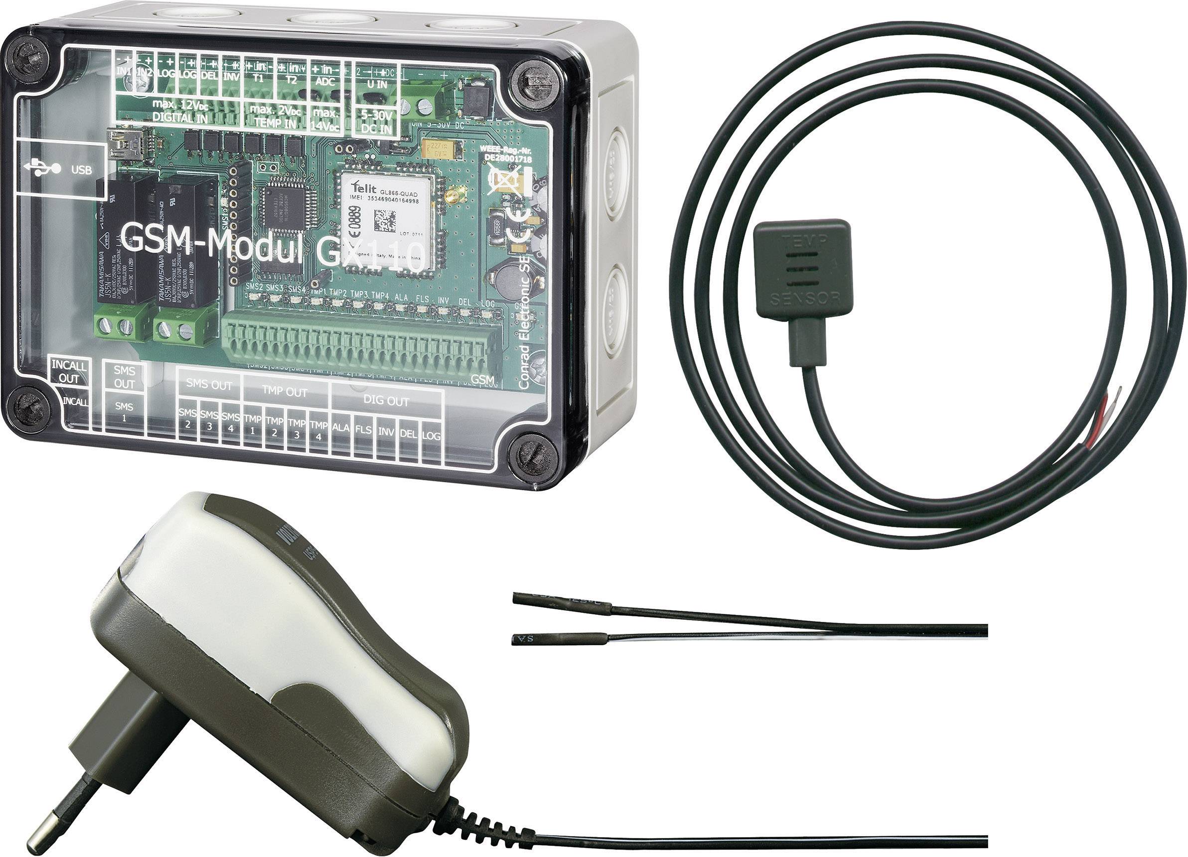 GX 110 GSM Modul 5 V/DC, 32 V/DC inkl. Temperatursensor, inkl. Netzteil