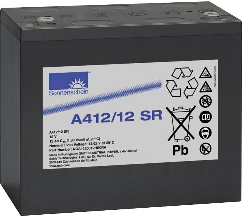 Batterie au plomb 12 V 12 Ah GNB Sonnenschein A412/12 SR plomb-gel (l x H x P) 181 x 157 x 76 mm cosses plates 6,35 mm sans