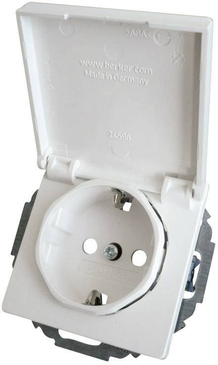 Berker Insert Prise 2P+T avec clapet Q.3, Q.1 blanc polaire 4744 60 89