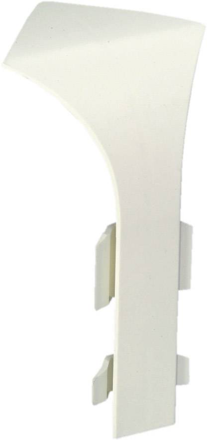Couvre-joint en plastique blanc en forme de L, adapté pour habiller ou protéger les goulottes de câbles ou les tuyaux le long d'un mur.
