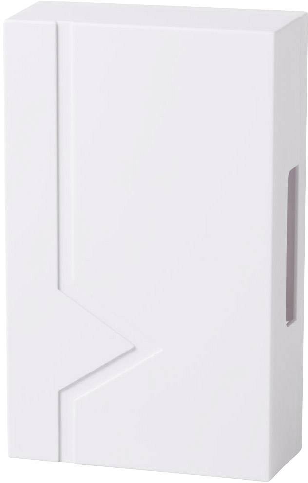 Un boîtier en plastique blanc rectangulaire doté d'une rainure diagonale sur la face avant servant de protection.