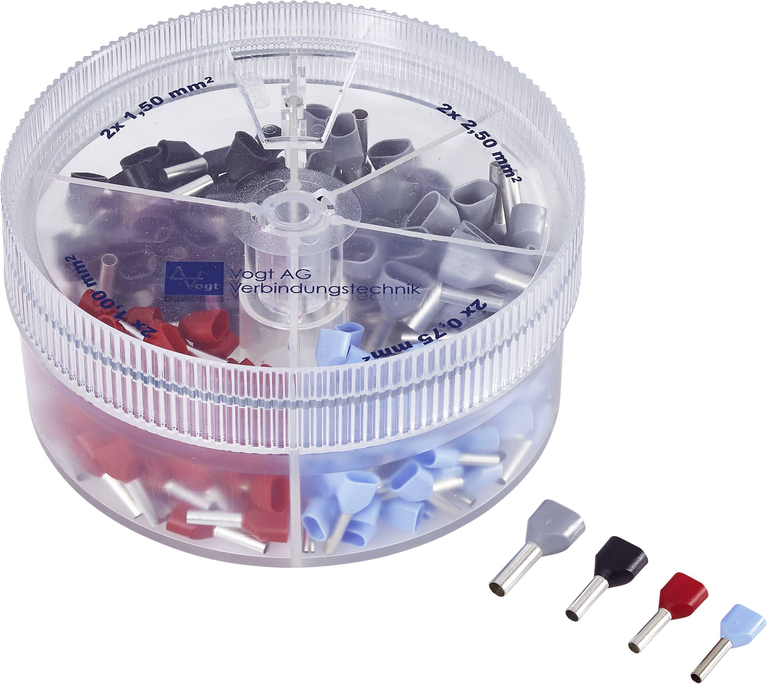 Assortiment d'embouts doubles Vogt Verbindungstechnik 625515 bleu clair, rouge, noir, gris 200 pc(s)