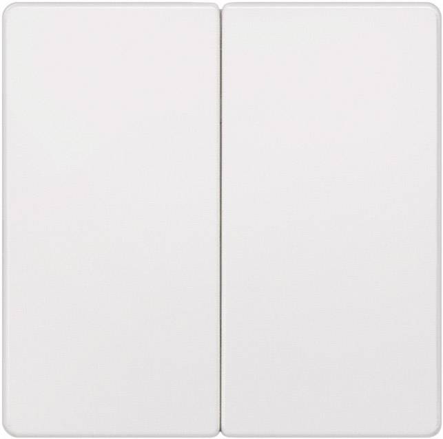 Deux interrupteurs blancs identiques, côte à côte, sur un mur blanc, sans étiquette visible ni position distincte.