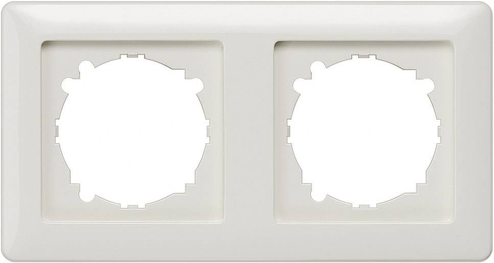 Cadre double pour prise de courant, rectangulaire, blanc, sans prises. Adapté pour une installation en saillie à l'intérieur.