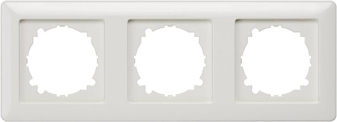 Cadre triple rectangulaire pour interrupteurs ou prises de courant, en plastique blanc, adapté au montage mural.
