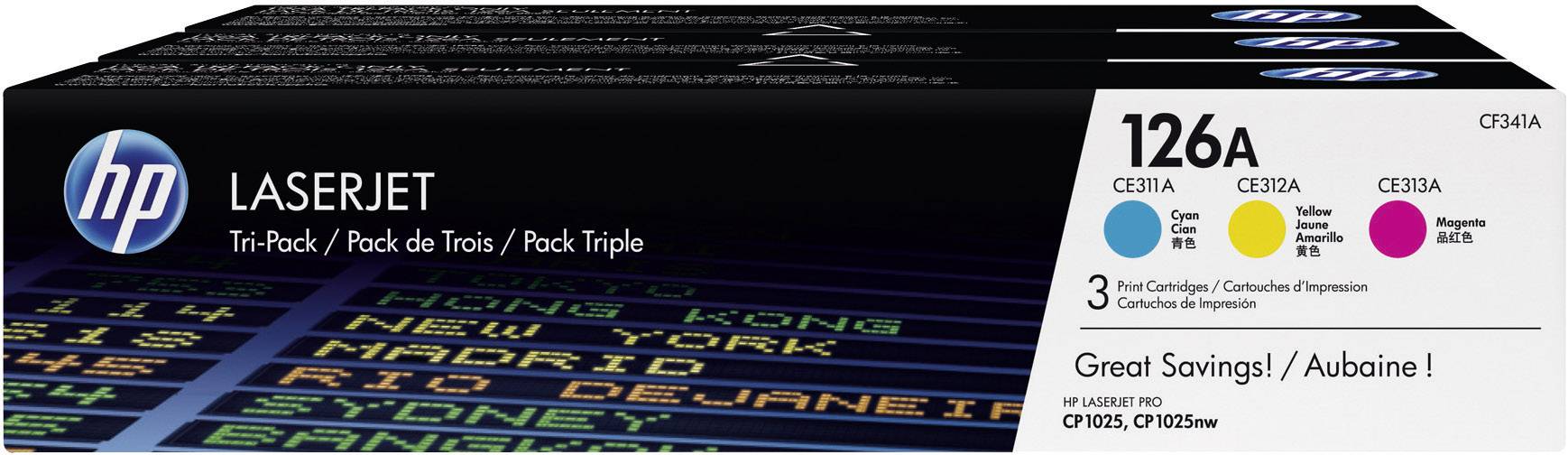 Cassette de toner d'origine HP 126A cyan, magenta, jaune CF341A