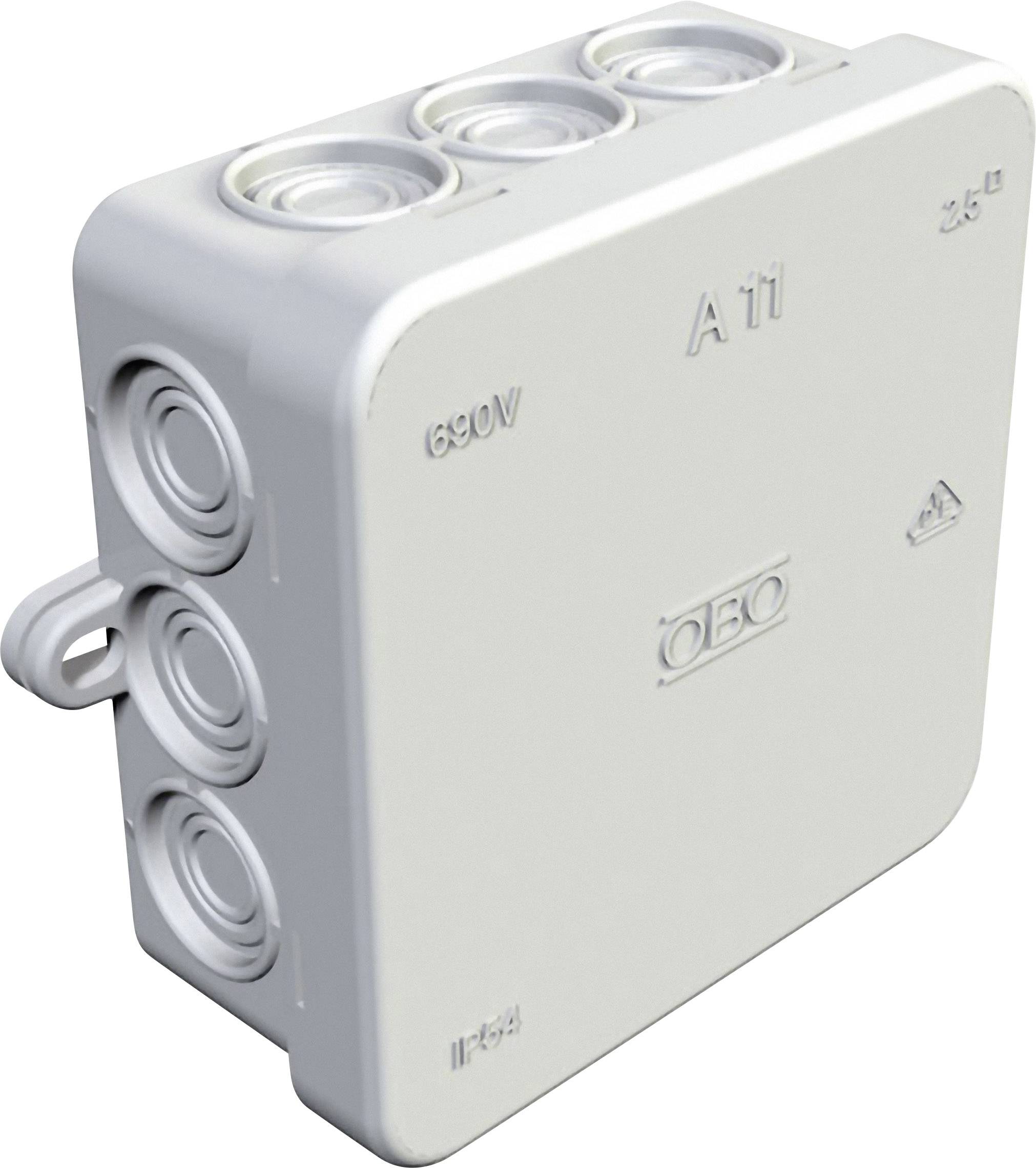 Boîte de dérivation OBO Bettermann 347114008 (L x l x H) 85 x 85 x 40.5 mm gris clair IP54