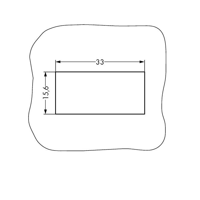 Rectangle de 33 cm de largeur et 15,6 cm de hauteur.