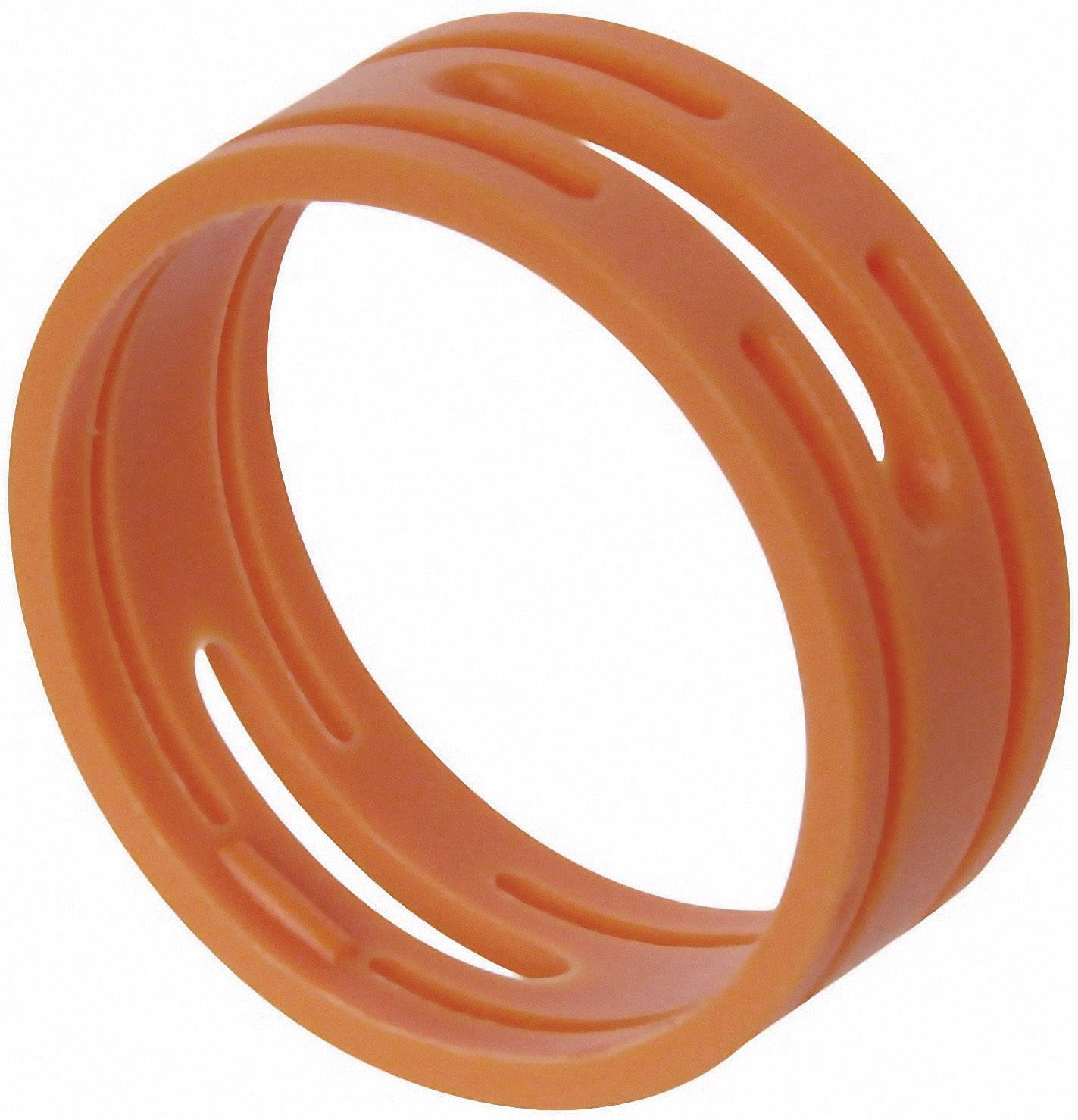 Un anneau en plastique orange avec plusieurs encochures, utilisé comme élément d'amortissement dans des applications mécaniques.