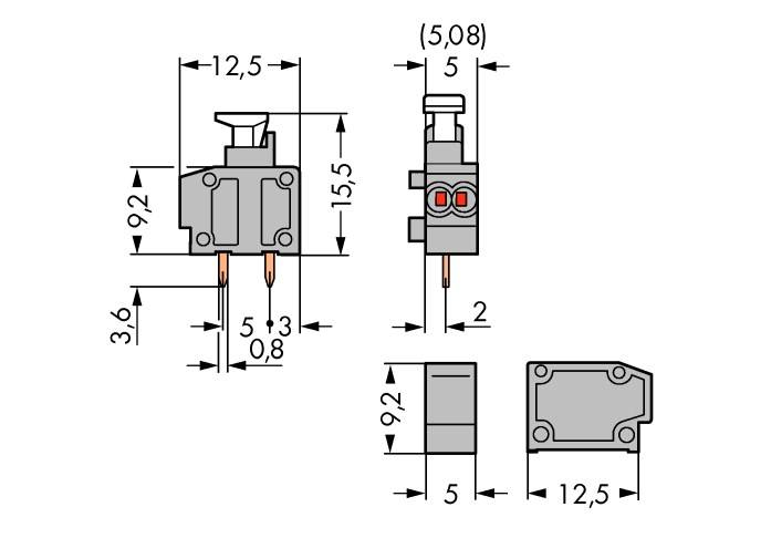 Bornier à ressort WAGO 235-711/332-000 0.50 mm² Nombre de pôles (num) 1 gris 800 pc(s)