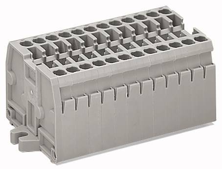 Boîtier de connecteur gris multibroche, fréquemment utilisé dans les applications électriques pour connecter des câbles dans les armoires électriques.