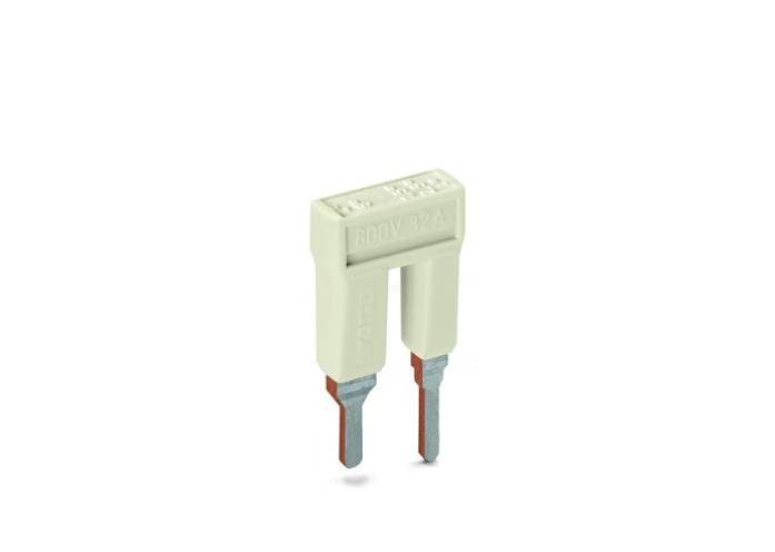 Fusible électrique blanc avec deux contacts métalliques et l'inscription '600V 02A'.