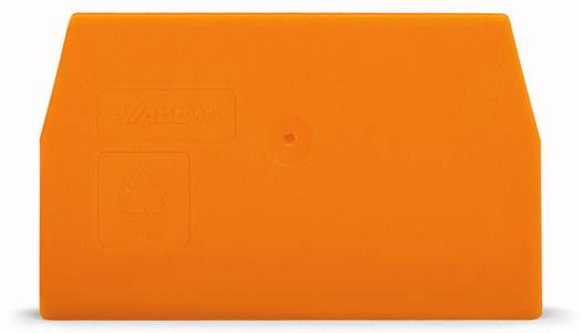 Rectangle en plastique orange avec symbole de recyclage, estampé 'TOILE CIRÉE', utilisé comme outil ou accessoire.