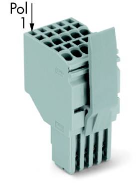 Un élément de connecteur électrique bleu-gris avec plusieurs ouvertures de connexion. Une flèche pointe vers « Pôle 1 ».