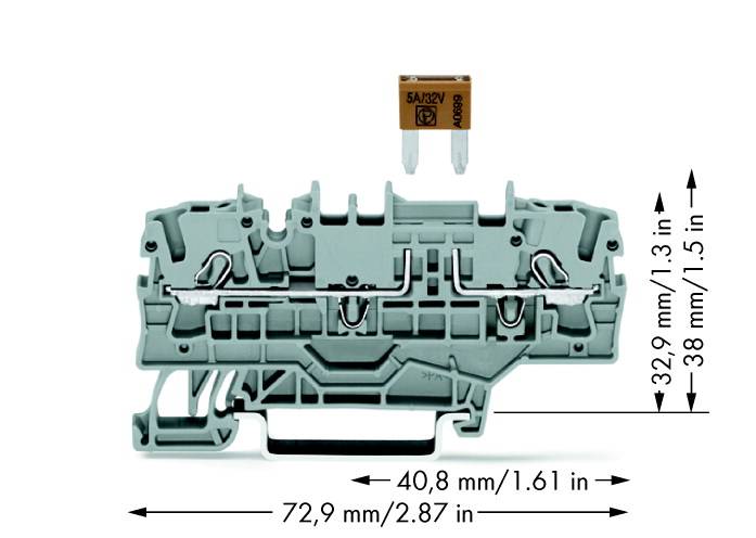 Bloc de jonction à fusibles WAGO 2002-1981 5.20 mm ressort de traction gris 50 pc(s)