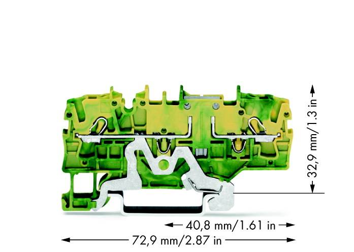 Bloc de jonction à 2 étages pour conducteur de protection WAGO 2002-1907 5.20 mm ressort de traction Affectation: terre vert
