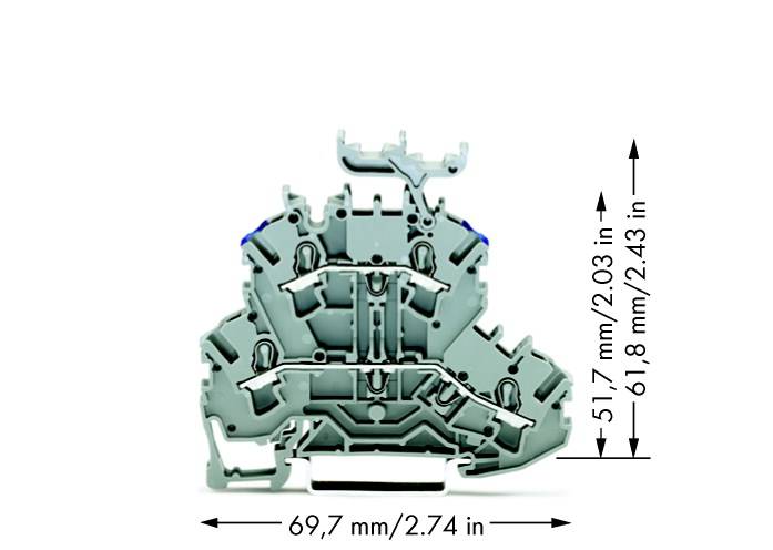 Bloc de jonction traversant à 2 étages WAGO 2002-2233 5.20 mm ressort de traction Affectation: L, N gris 50 pc(s)