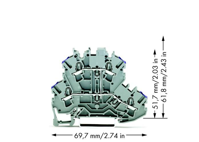 Bloc de jonction traversant à 2 étages WAGO 2002-2208 5.20 mm ressort de traction Affectation: L gris 50 pc(s)