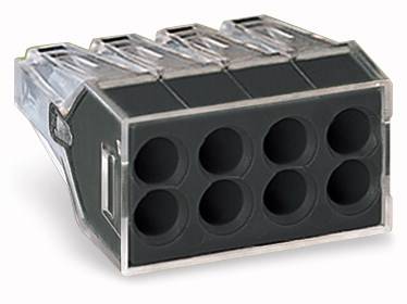 Borne de raccordement rigide: 0.75-2.5 mm² Nombre de pôles: 8 WAGO 10 pc(s) transparent, gris