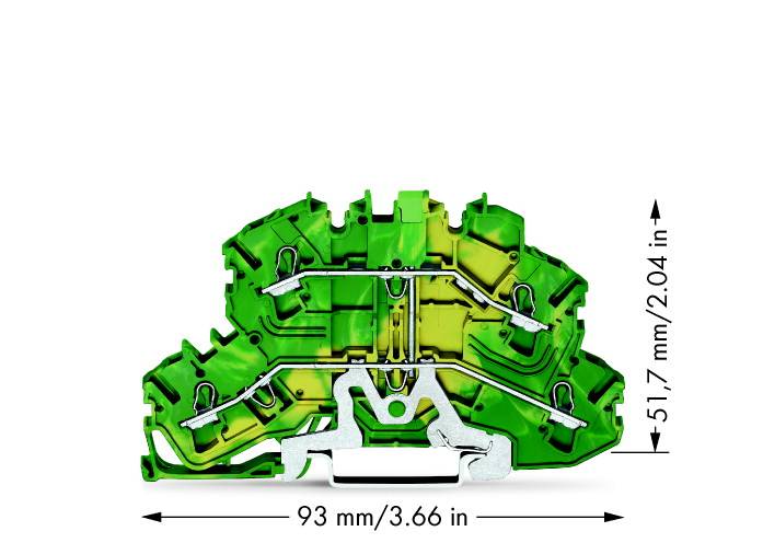 Bloc de jonction à 2 étages pour conducteur de protection WAGO 2002-2607 5.20 mm ressort de traction Affectation: terre vert