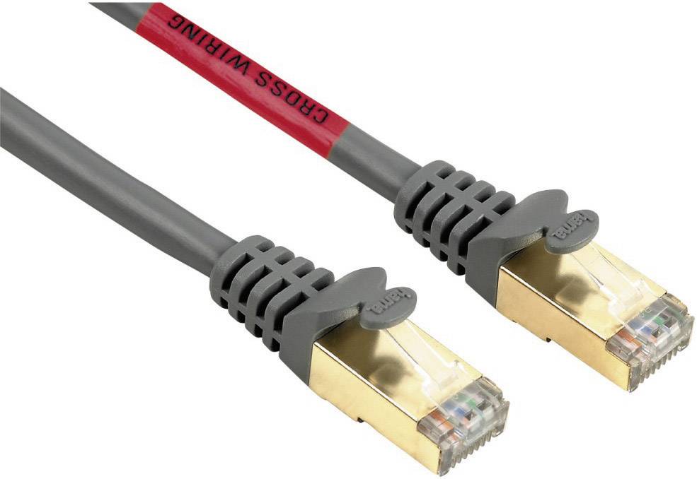 Hama RJ45 (croisé) réseau informatique Câble de raccordement CAT 5e S/STP 3.00 m gris avec cliquet d'encastrement