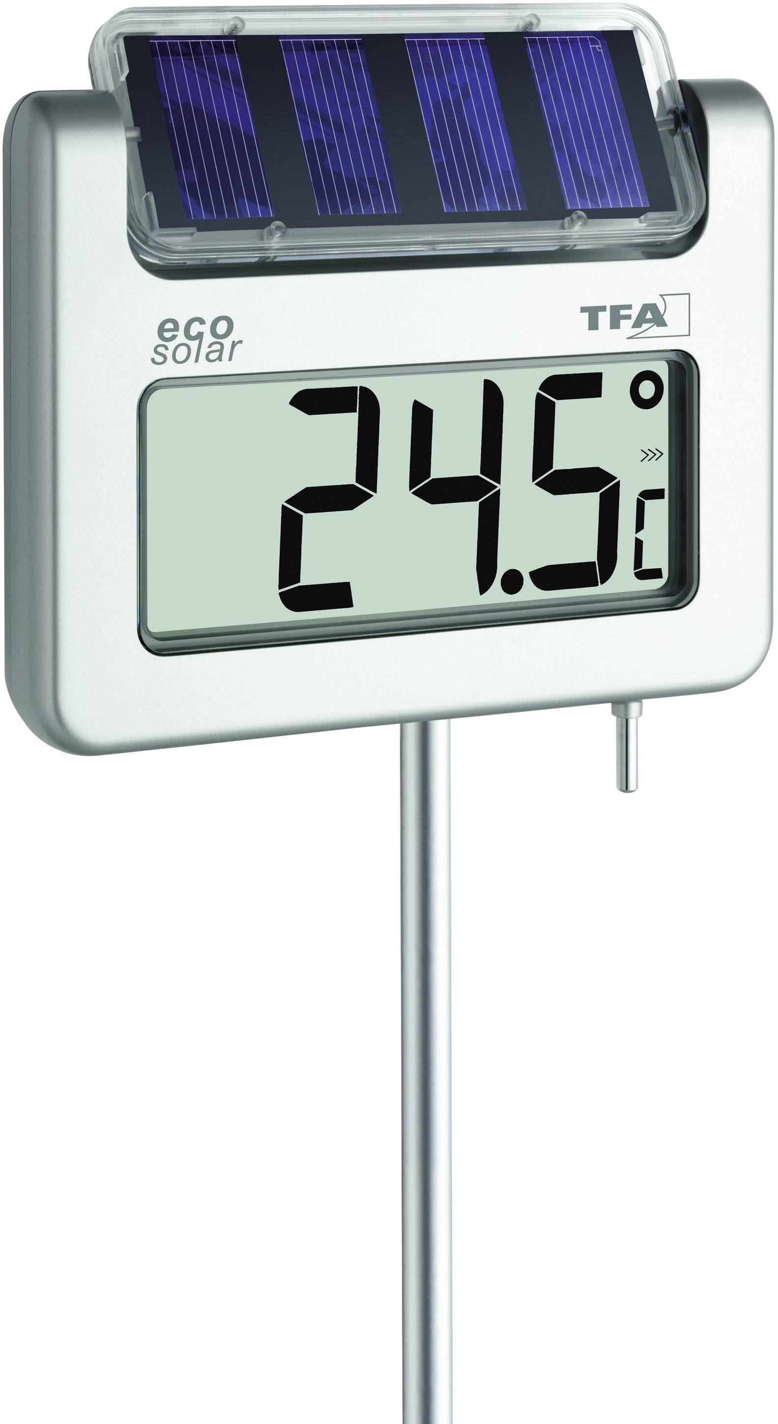 Thermomètre de jardin solaire TFA Dostmann Avenue argent