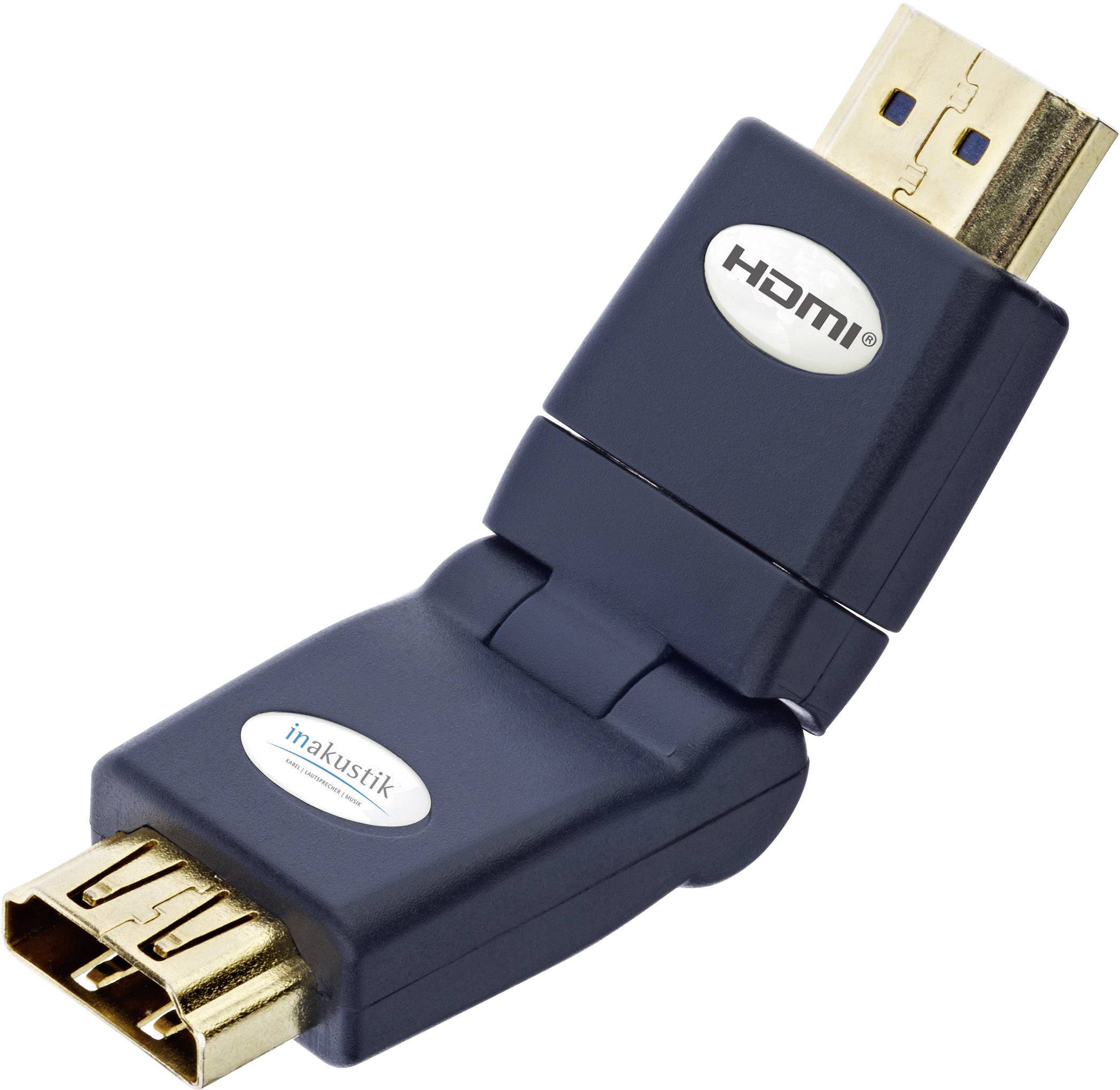 Adaptateur HDMI Inakustik 0045217 [1x HDMI mâle - 1x HDMI femelle] noir contacts dorés, HDMI High Speed avec Ethernet