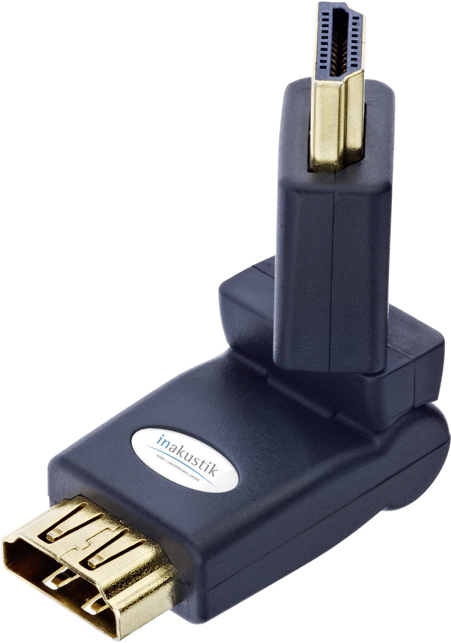 Adaptateur HDMI Inakustik 0045217 [1x HDMI mâle - 1x HDMI femelle] noir contacts dorés, HDMI High Speed avec Ethernet