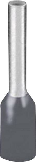 Un embout de câble gris métallique avec un corps cylindrique et une extrémité plus large pour recevoir un fil.