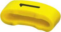 Marqueur de câble jaune avec une flèche noire pour le marquage des câbles.