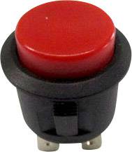 Un bouton-poussoir rouge avec un boîtier noir, prêt à être installé dans un appareil électronique.