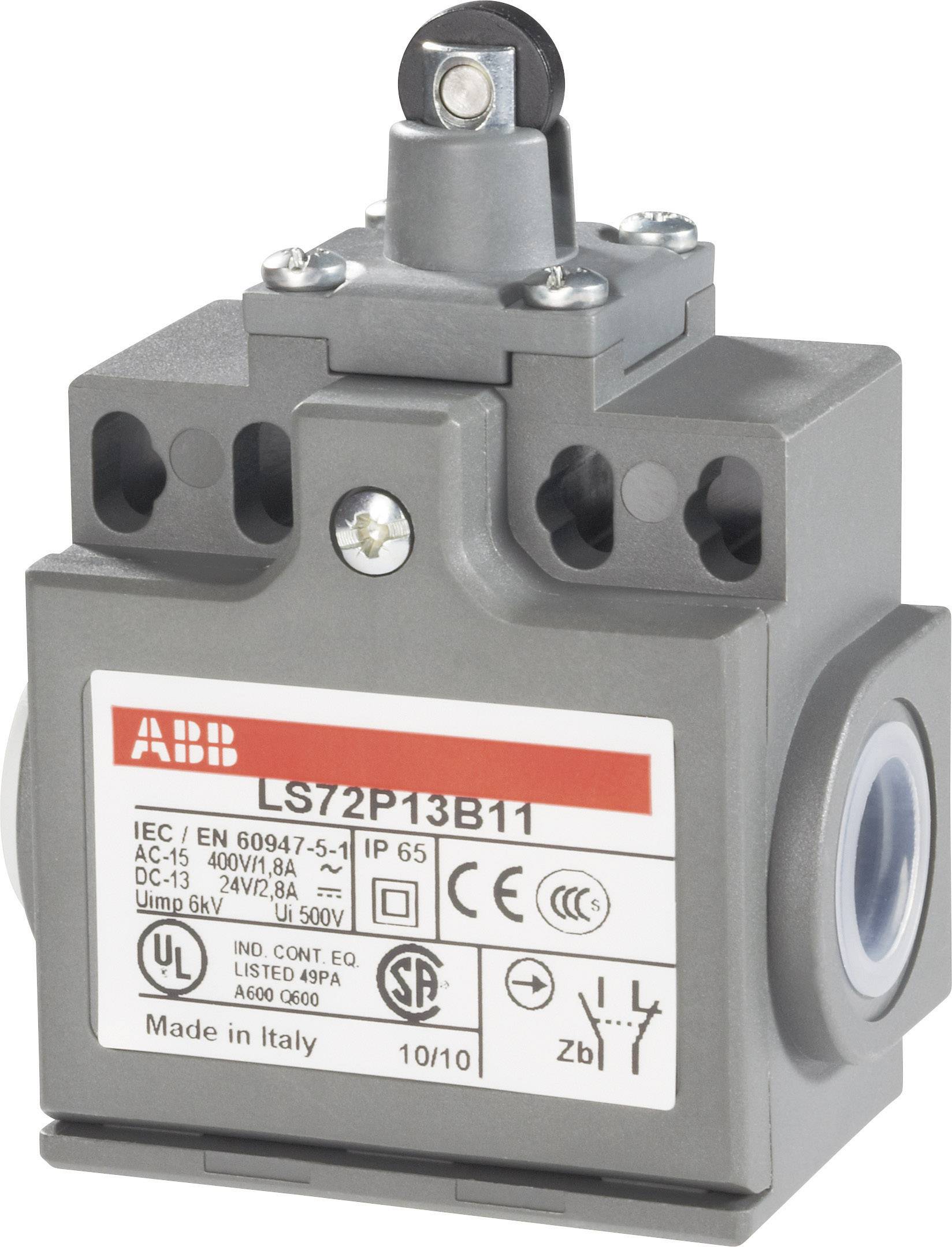 ABB 1SBV011013R1211 LS72P13B11 Interrupteur de fin de course 400 V/AC 1.8 A poussoir à galet à rappel IP65 1 pc(s)