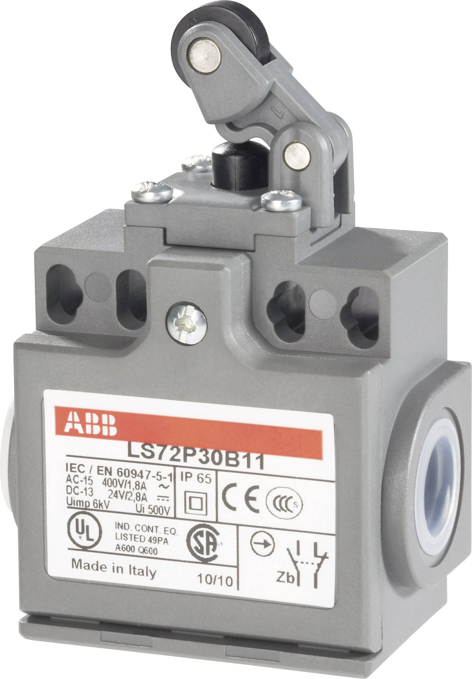 ABB 1SBV011030R1211 LS72P30B11 Interrupteur de fin de course 400 V/AC 1.8 A levier à galet à rappel IP65 1 pc(s)