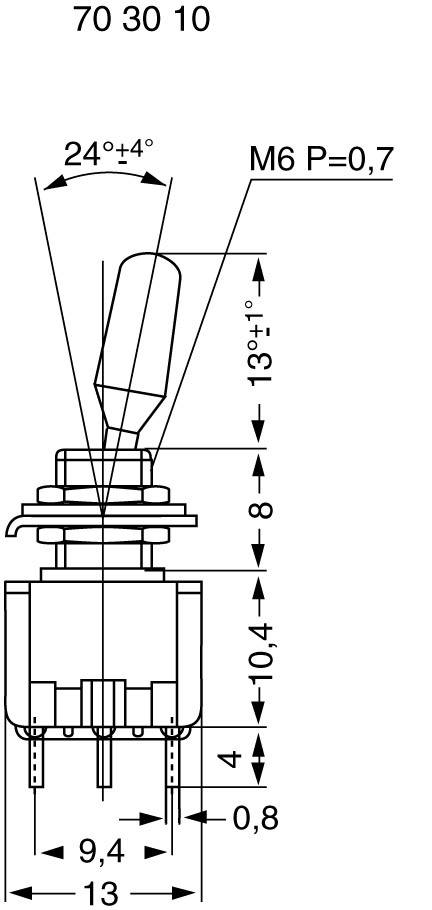 Interrupteur à levier 1 x On/Off/On Miyama 703036 125 V/AC 6 A permanent/0/permanent 1 pc(s)