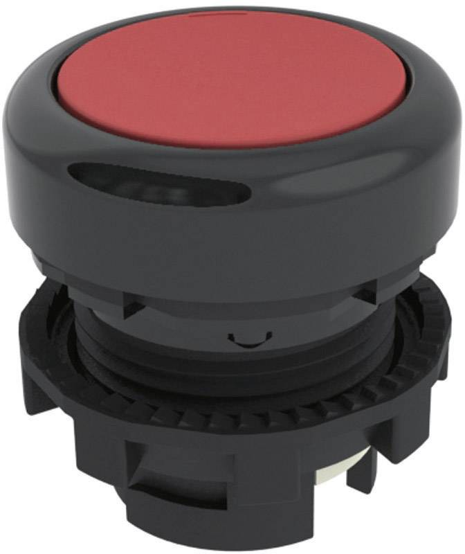 Un bouton d'arrêt d'urgence noir avec un bouton rouge, souvent utilisé sur des machines industrielles pour arrêter immédiatement le fonctionnement en cas d'urgence.