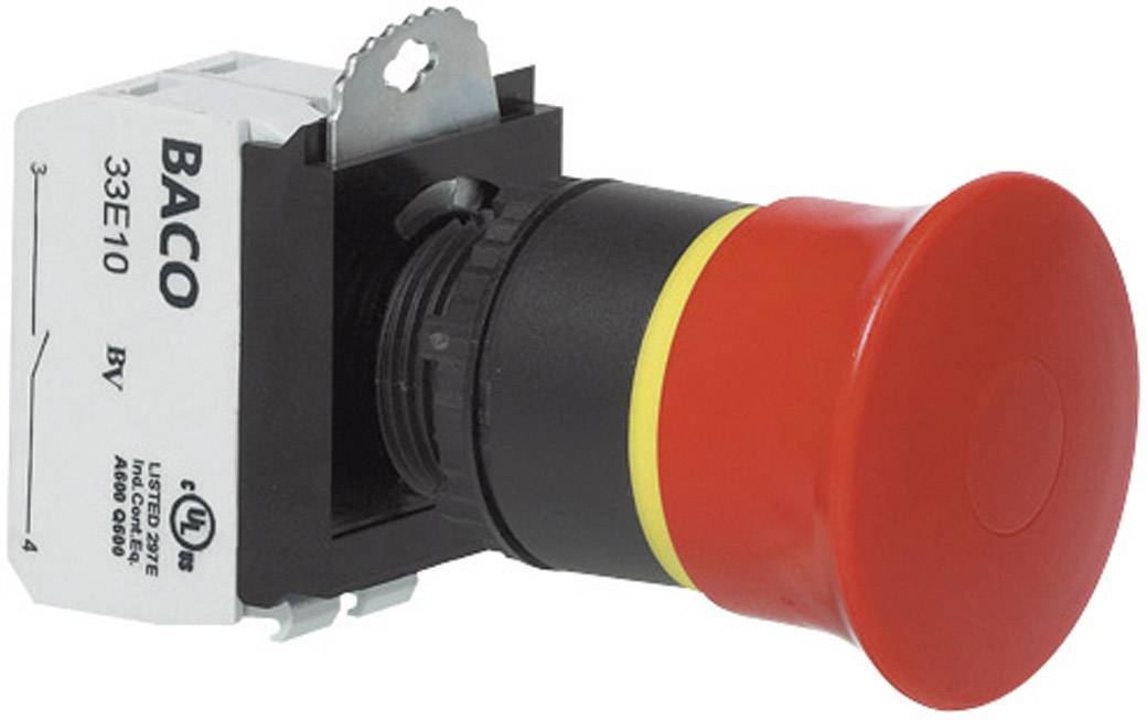 BACO L22DR01B Arrêt d'urgence collerette plastique, noir, avec affichage de statut 600 V 10 A IP69K 1 pc(s)