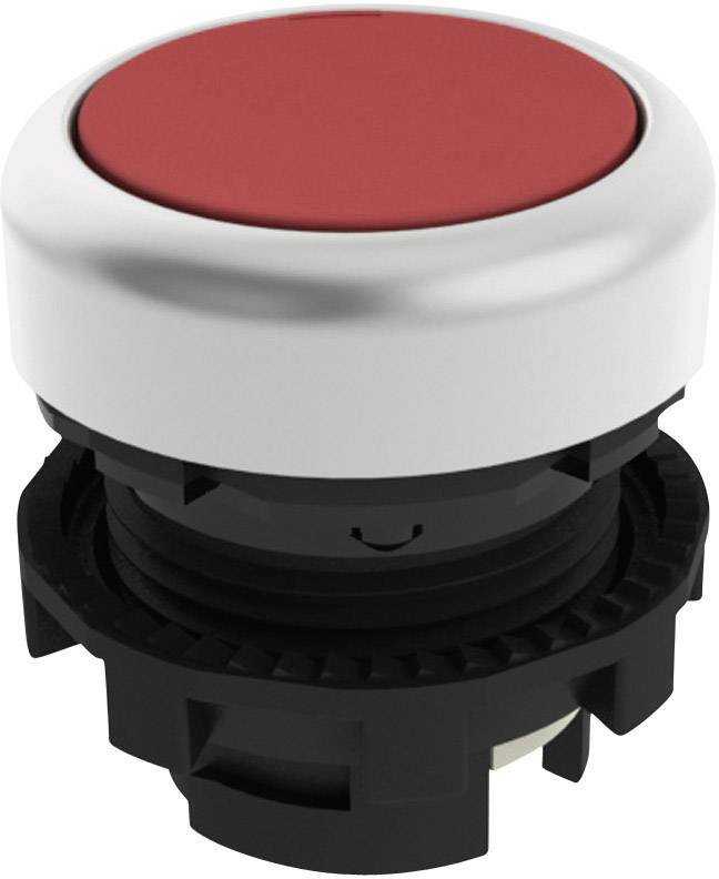 Bouton d'arrêt d'urgence de couleur rouge, de forme ronde, monté sur un support noir, utilisé dans les machines pour un arrêt rapide en cas de danger.
