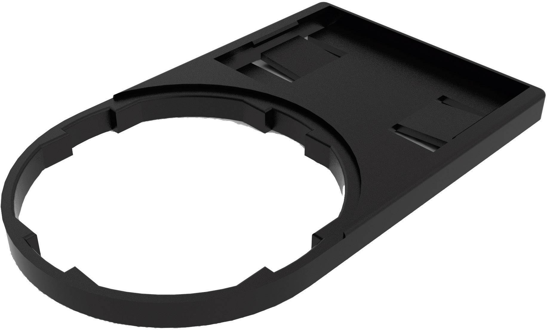 Adaptateur en plastique noir avec découpe circulaire, adapté pour la fixation sur un dispositif optique.