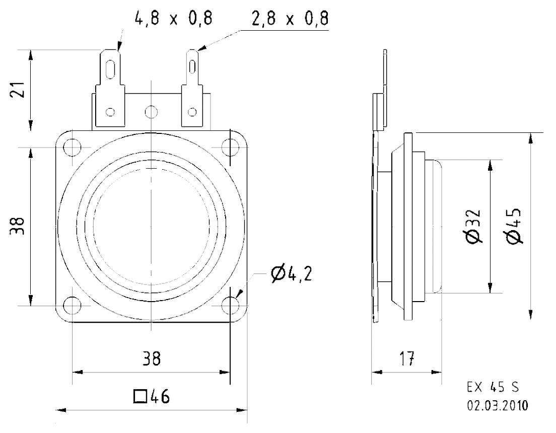 Visaton EX 45 S - 8 Ohm Excitateur électrodynamique 10 W 8 Ω