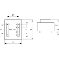 BLOCK VC 3,2/2/24 Transformateur pour circuits imprimés 1 x 230 V 2 x 24 V/AC 3.20 VA 66 mA BLOCK VC 3,2/2/24 Transformateur pour circuits imprimés 1 x 230 V 2 x 24 V/AC 3.20 VA 66 mA