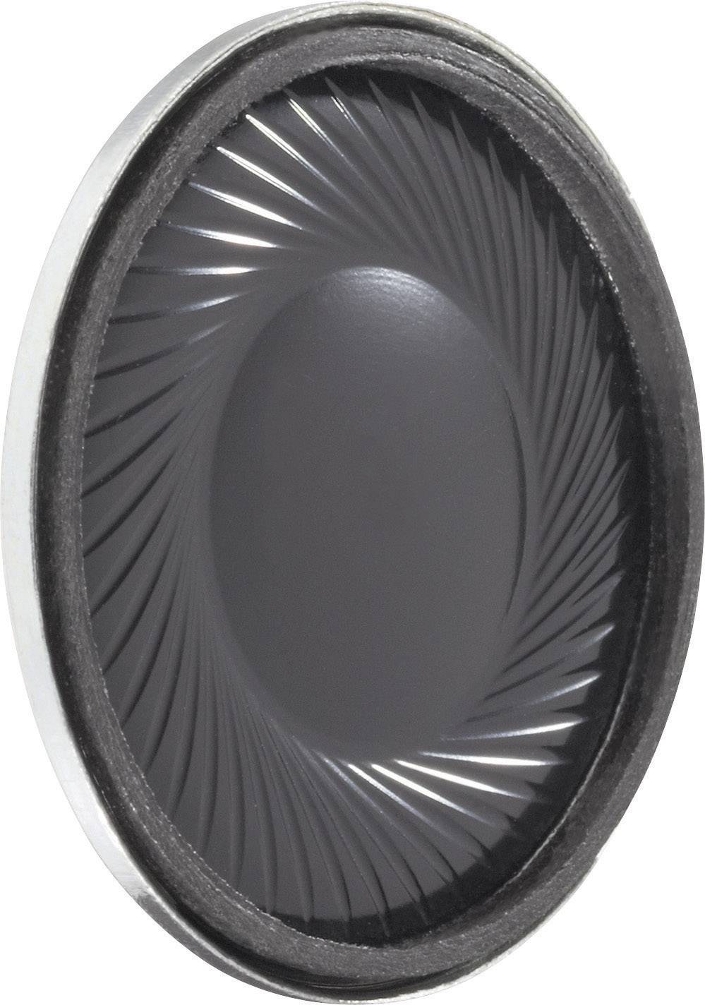 Membrane de haut-parleur avec des lignes concentriques ondulées responsables de la propagation du son. Forme ovale, matériau noir.