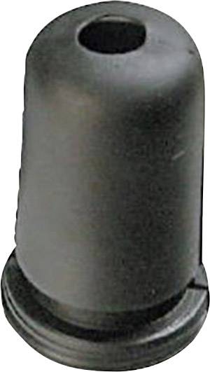 Capuchon de protection en caoutchouc noir avec extrémité arrondie et partie supérieure ouverte, souvent utilisé pour protéger des vis ou des connexions.