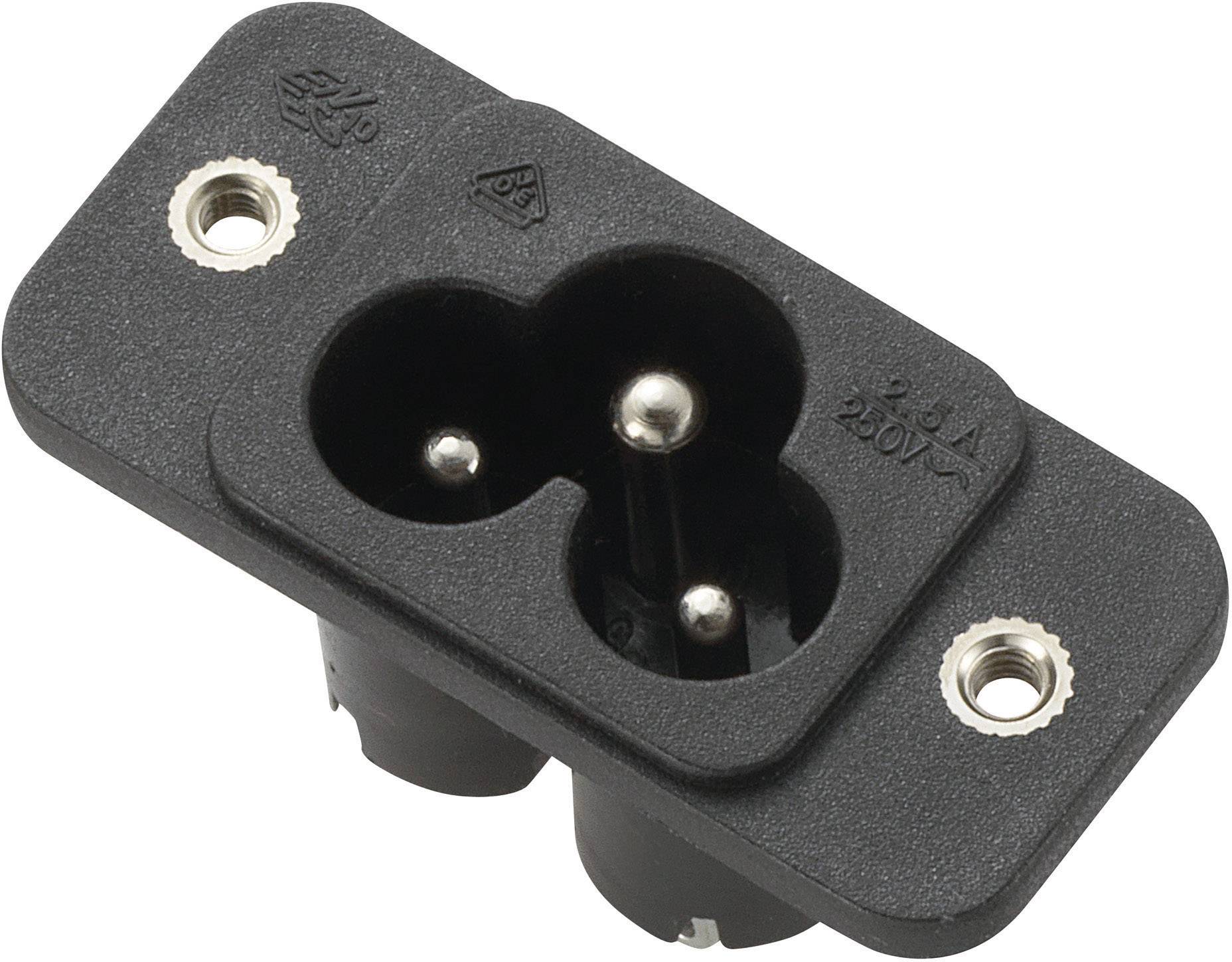 Connectique pour appareils réfrigérants TRU COMPONENTS C6 1572263 embase mâle verticale Nombre total de pôles: 2 + PE 2.5 A noir